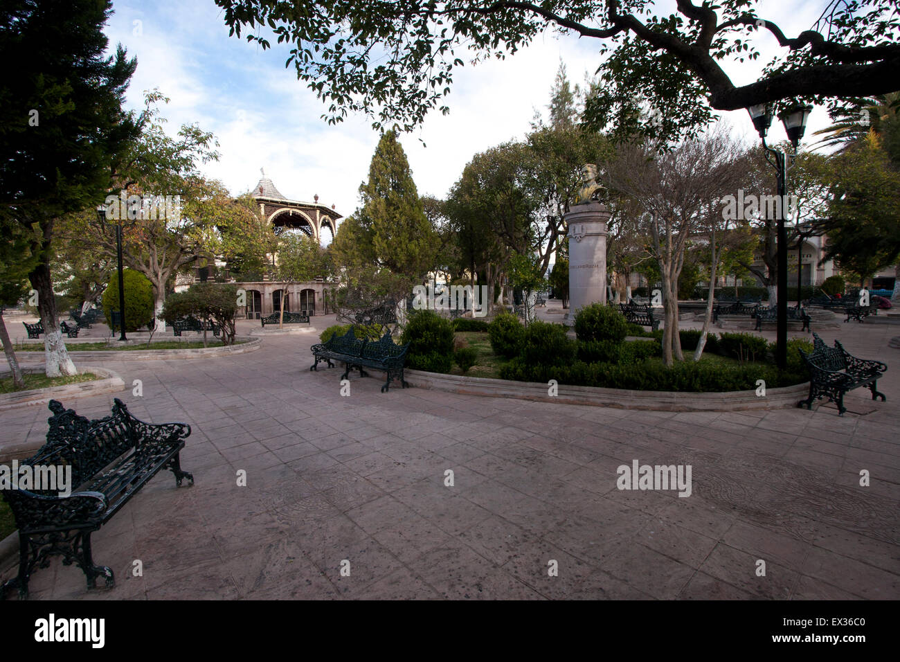 La plaza durante la época colonial de Jerez, Zacatecas, México