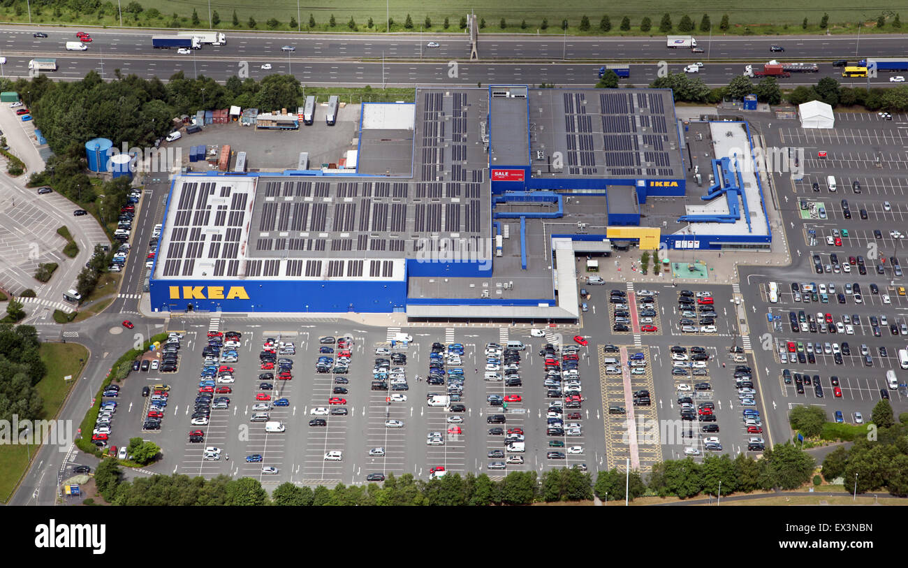 Vista aérea de la Warrington y muebles de IKEA Retail Store, REINO UNIDO Foto de stock