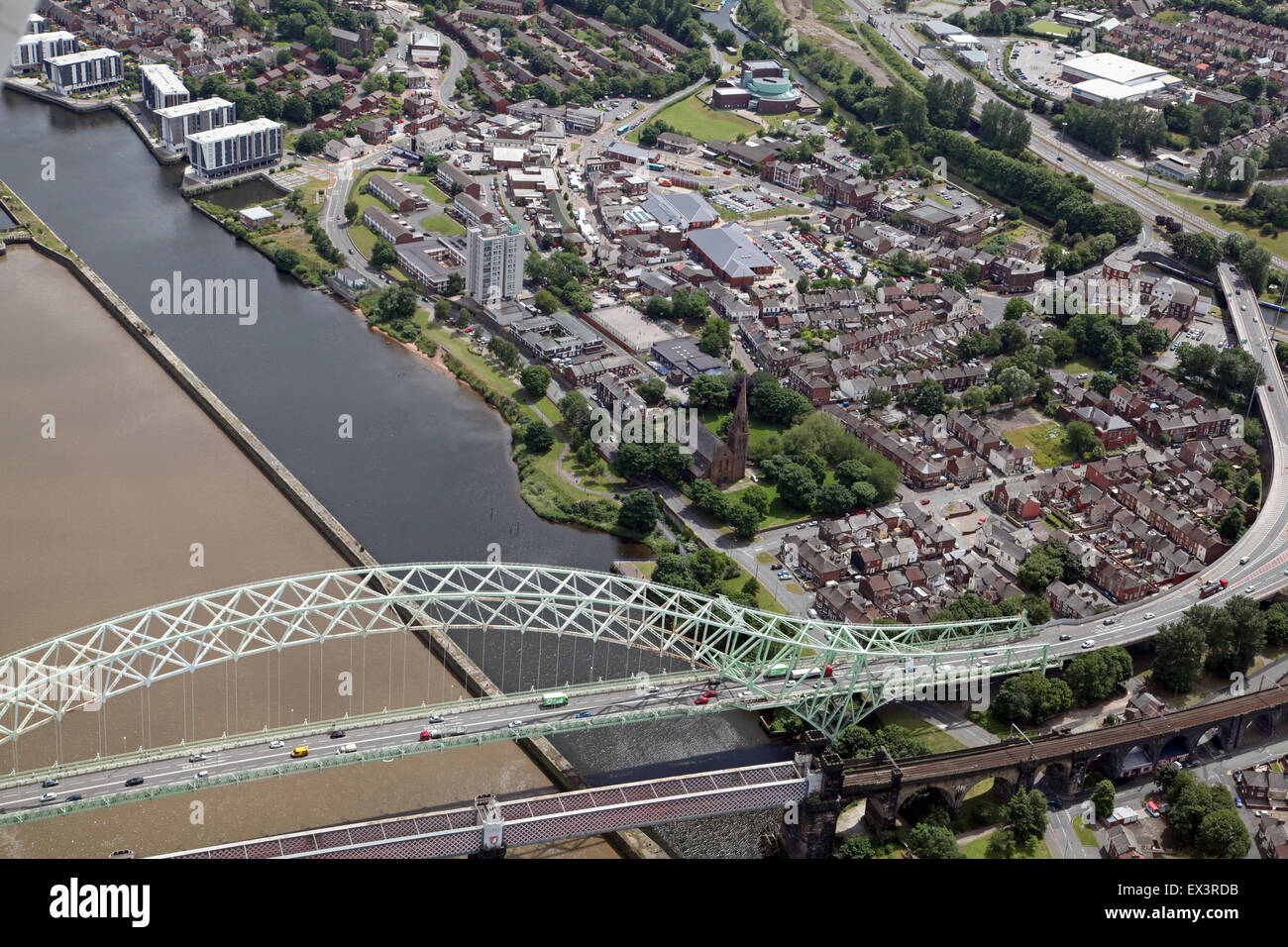 Vista aérea de Runcorn en Cheshire, Reino Unido Foto de stock