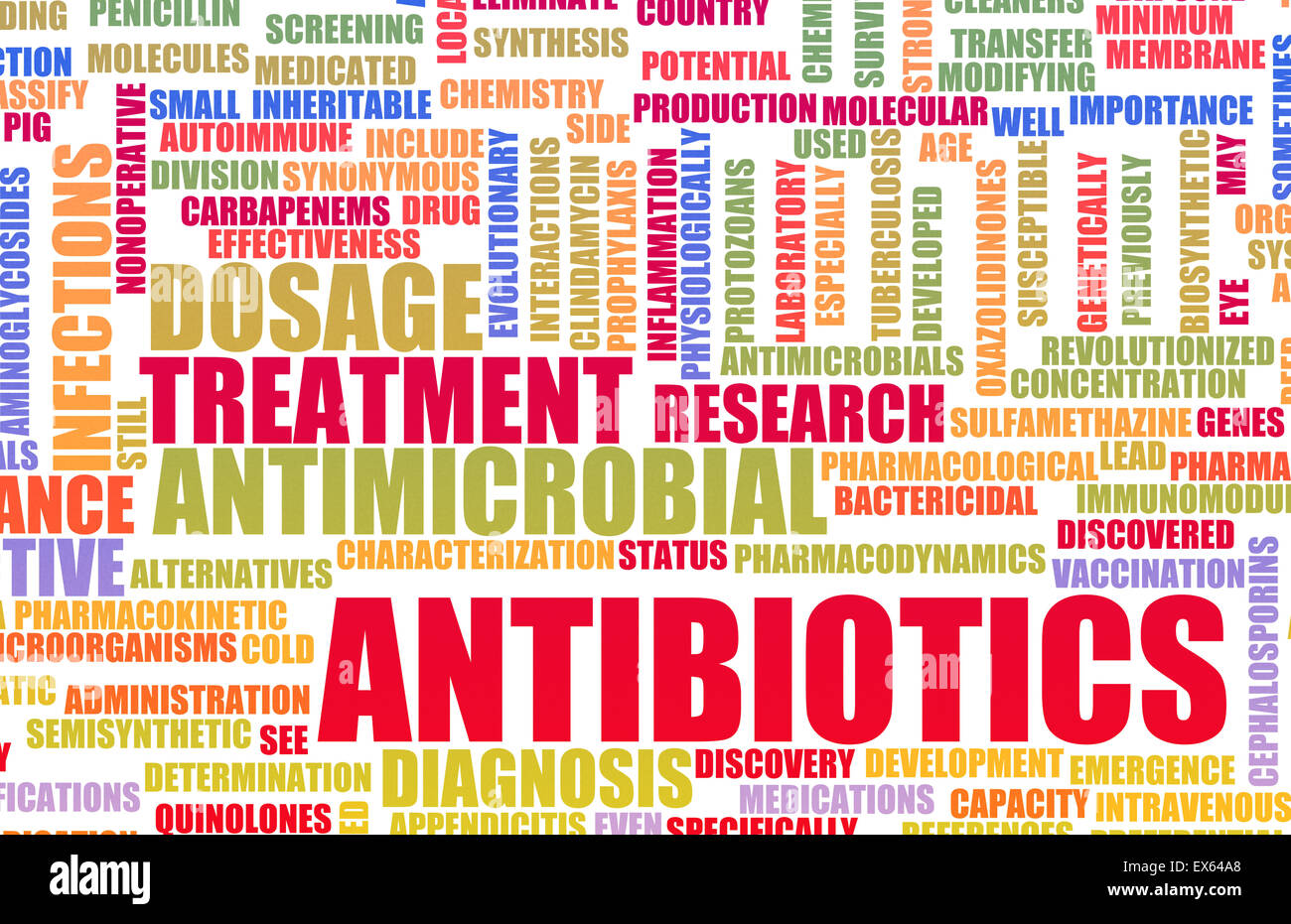 Los antibióticos o antimicrobianos píldoras como un concepto Foto de stock