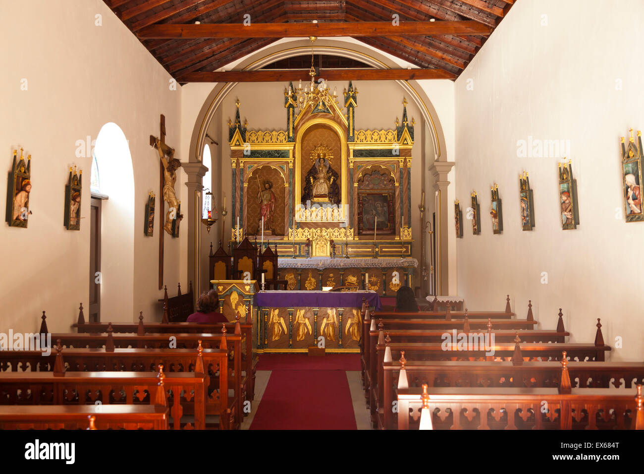 Interior de la iglesia la Ermita de los Reyes, en Valle Gran Rey, La Gomera, Islas Canarias, España Foto de stock