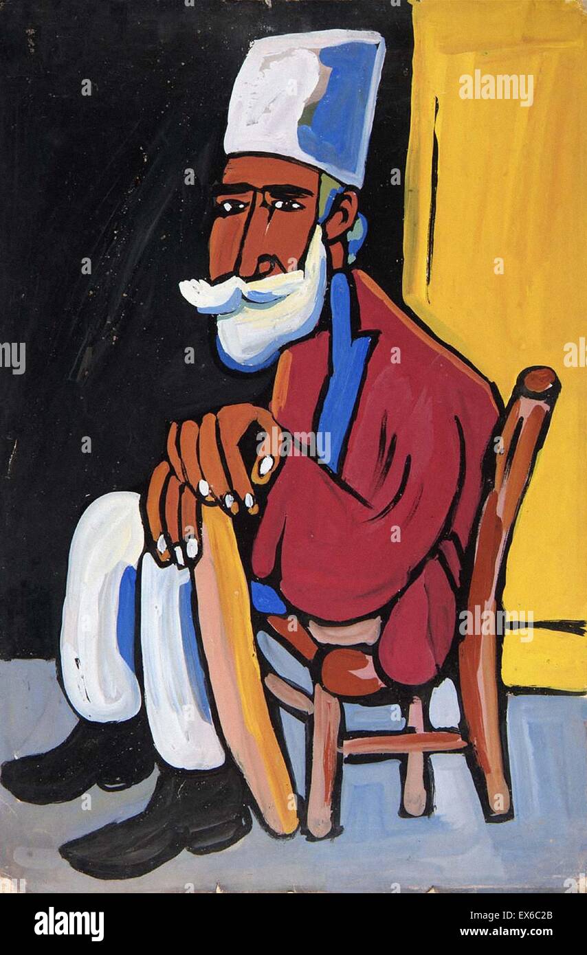 William H. Johnson Hombre Barbado en Tan silla Foto de stock