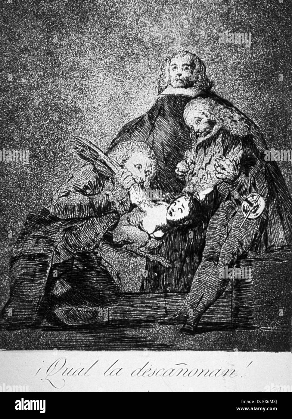 Imprimir por Francisco de Goya (1746-1828), pintor y grabador romántico español considerado como el último de los antiguos maestros y el primero de los modernos. Fecha 1780 Foto de stock