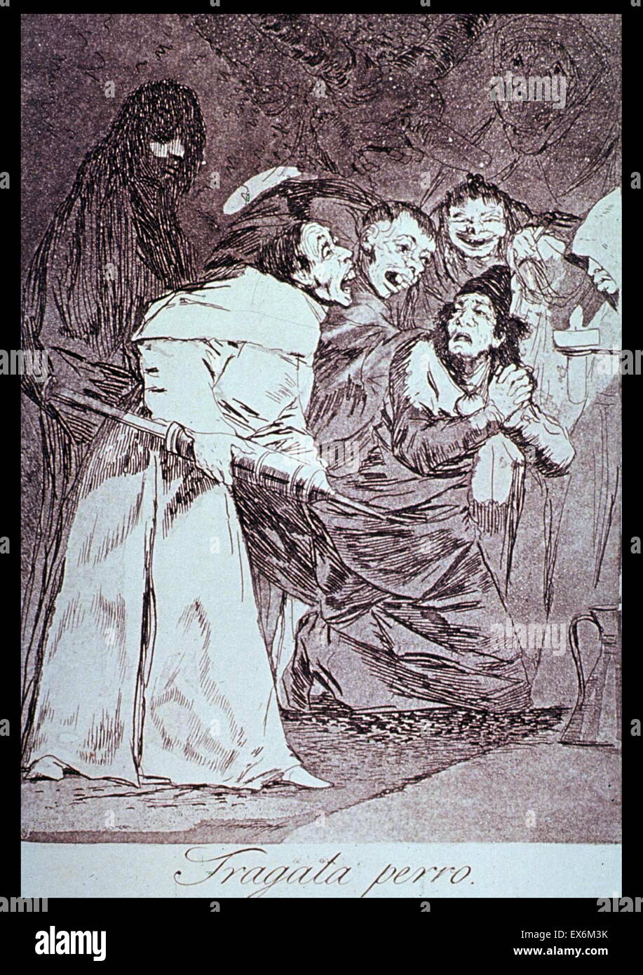 Imprimir por Francisco de Goya (1746-1828), pintor y grabador romántico español considerado como el último de los antiguos maestros y el primero de los modernos. Fecha 1780 Foto de stock