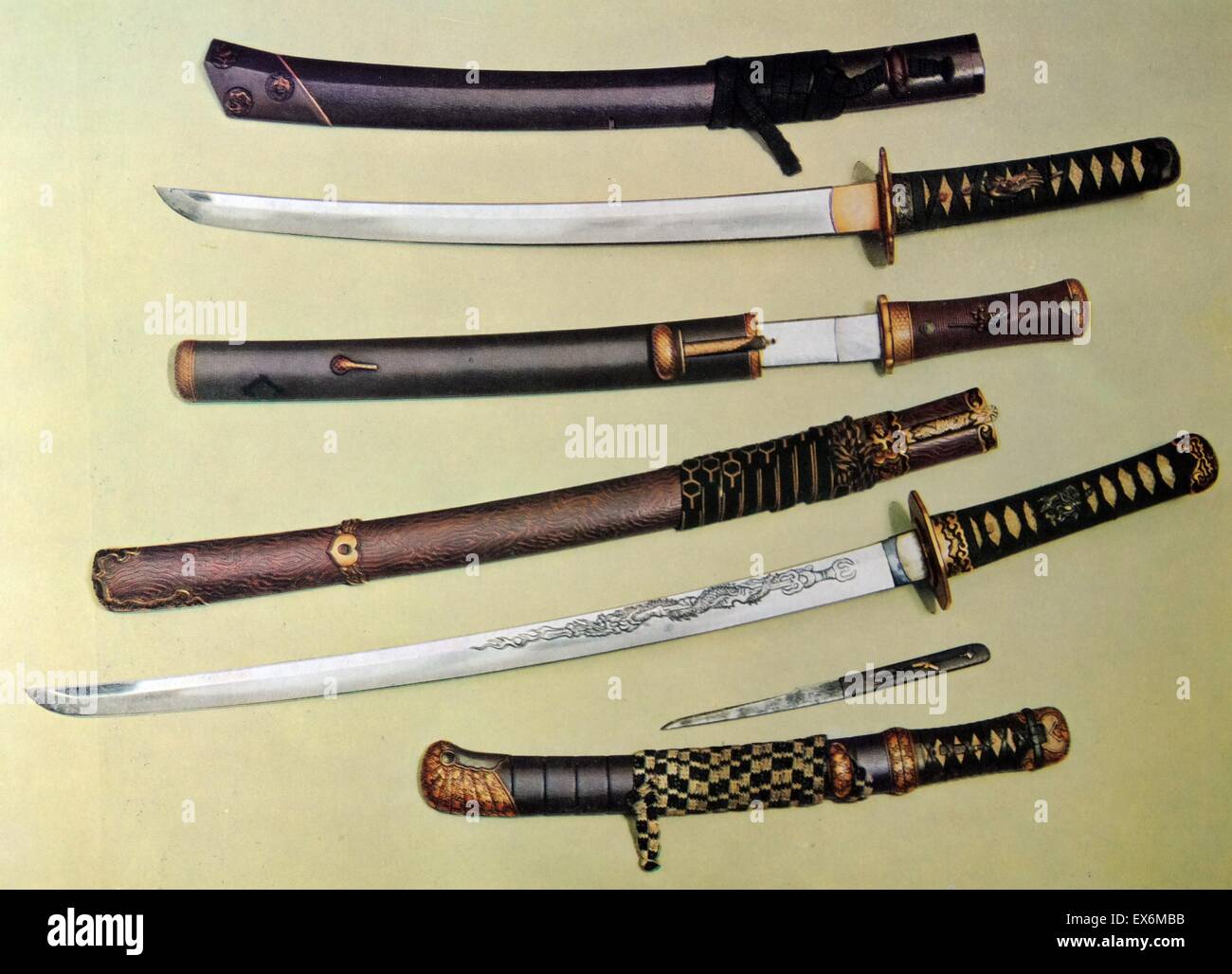 Colección de japonés del siglo XIV Katana, Wakizashi, Tanto y espadas  Samurai Fotografía de stock - Alamy