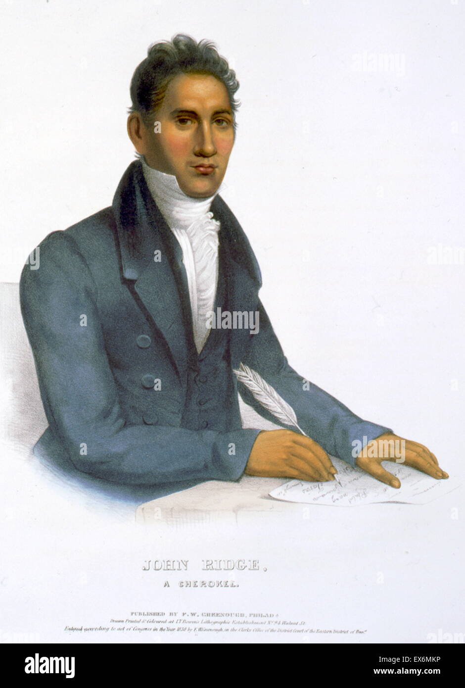 John Ridge, un Cherokee. Los cherokees son una tribu americana nativa
