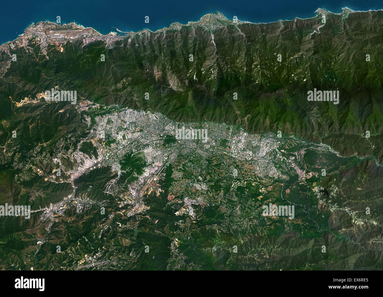 Imagen de satélite de color de Caracas, Venezuela. Imagen tomada el 21 de enero de 2014 con datos de Landsat 8. Foto de stock