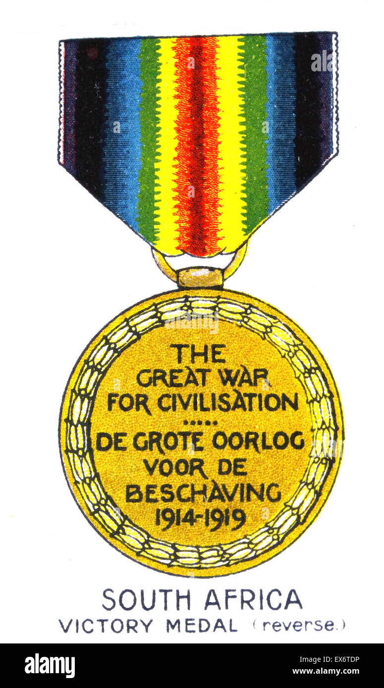 Sudáfrica Victory Medal (marcha atrás), la Primera Guerra Mundial. Foto de stock