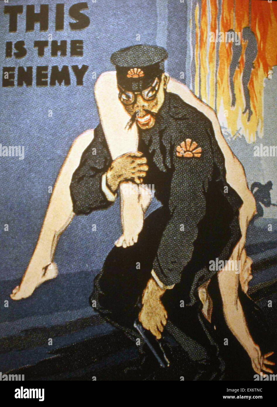 cartel propagandístico anti japanese este es el enemigo 1942