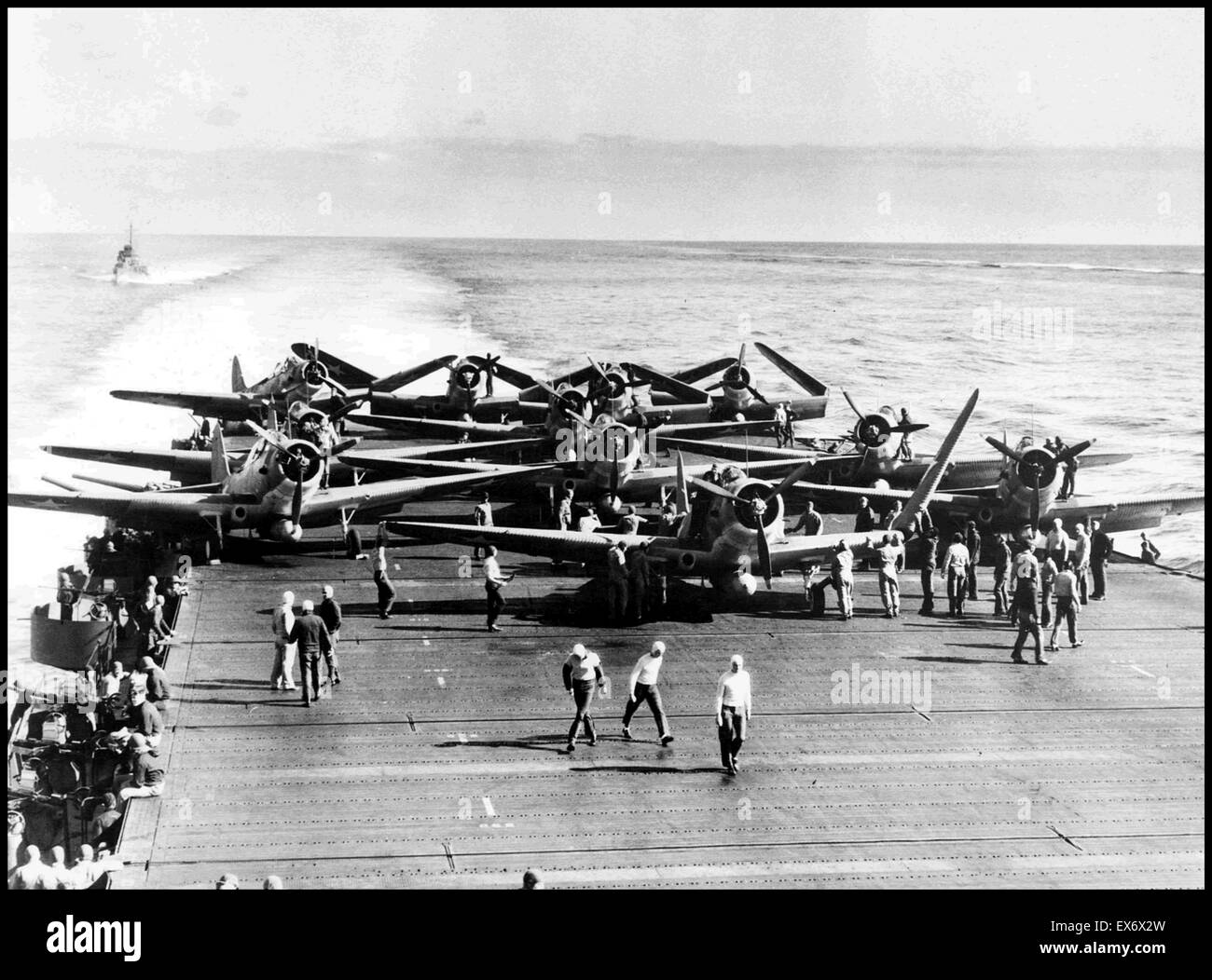La batalla de Midway en el teatro de operaciones del Pacífico fue una de las más importantes batallas navales de la Segunda Guerra Mundial. Entre el 4 y el 7 de junio de 1942 Foto de stock