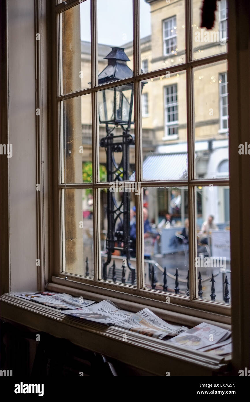 Ventana de la sala de bombas en Bath Somerset Inglaterra Foto de stock