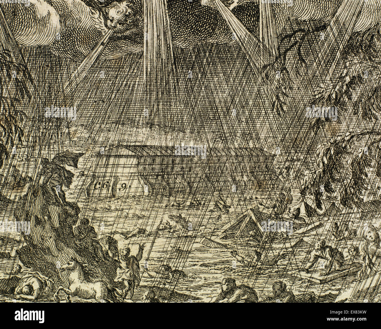 El Diluvio. Noah's Ark Libro del Génesis. Los Capítulos 6-9. Grabado. Foto de stock