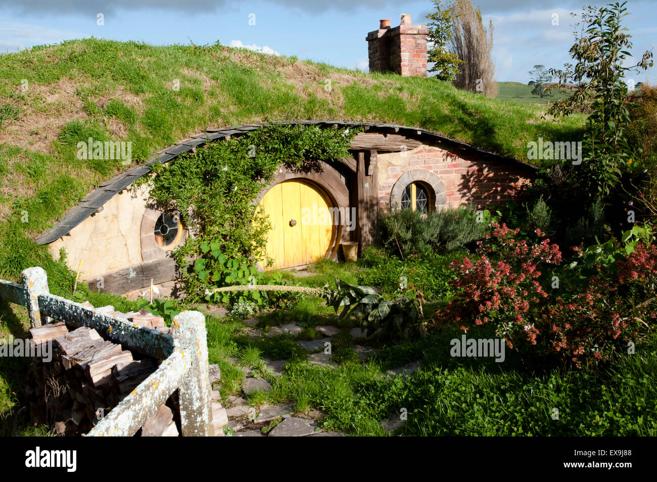 Hobbit House - Matamata - Nueva Zelanda Foto de stock