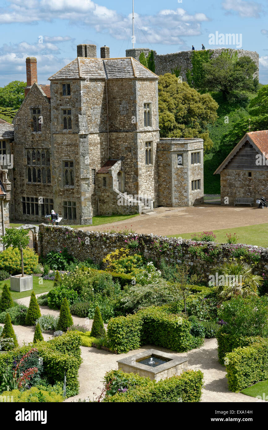 Castillo de Carisbrooke, Carisbrooke, nr Newport, en la Isla de Wight, Inglaterra, Reino Unido, GB. Foto de stock