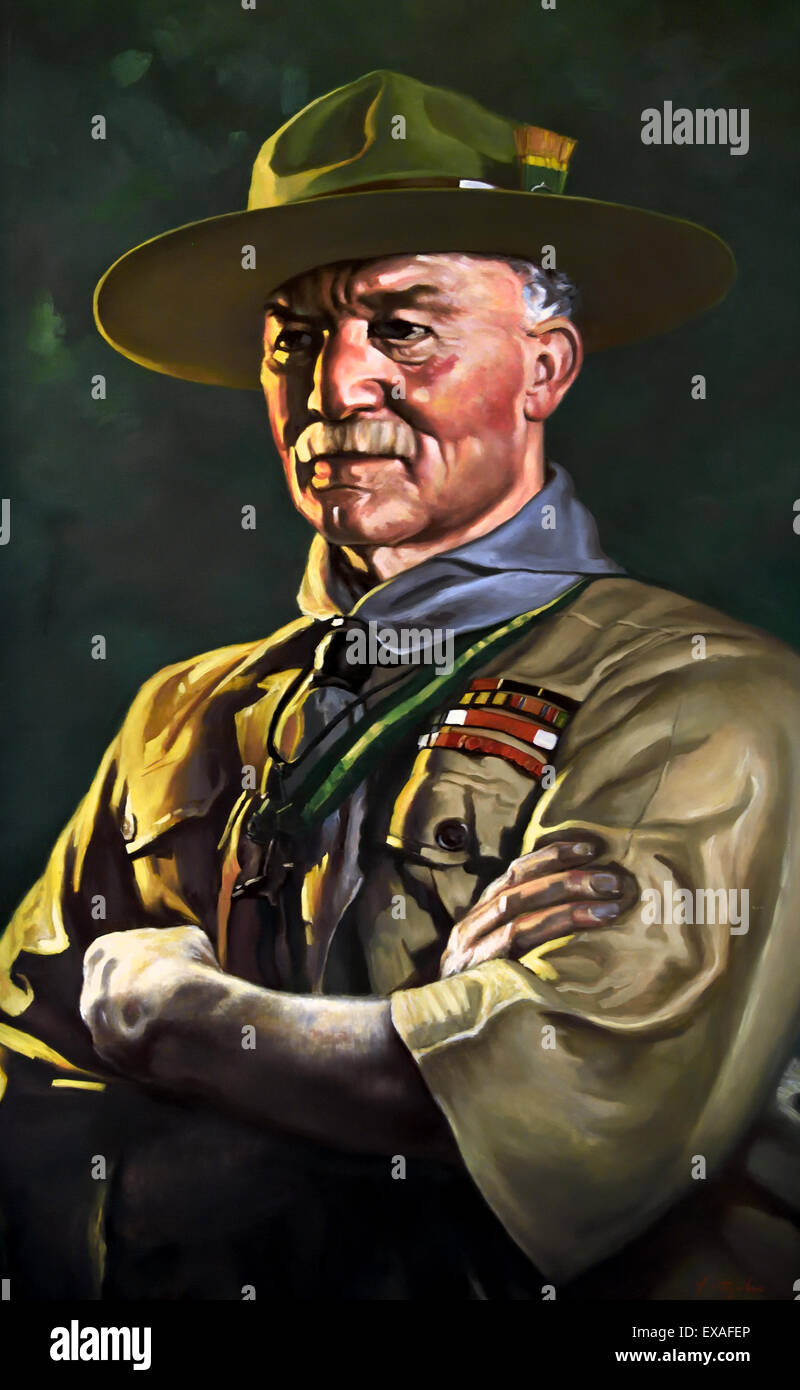 El Teniente General Robert Stephenson Smyth Baden Powell 1857 - 1941 también conocida como BP o Lord Baden-Powell, fue teniente general del ejército británico, escritor, fundador del Movimiento Scout y primer jefe scout de la Asociación de Boy Scouts. Foto de stock