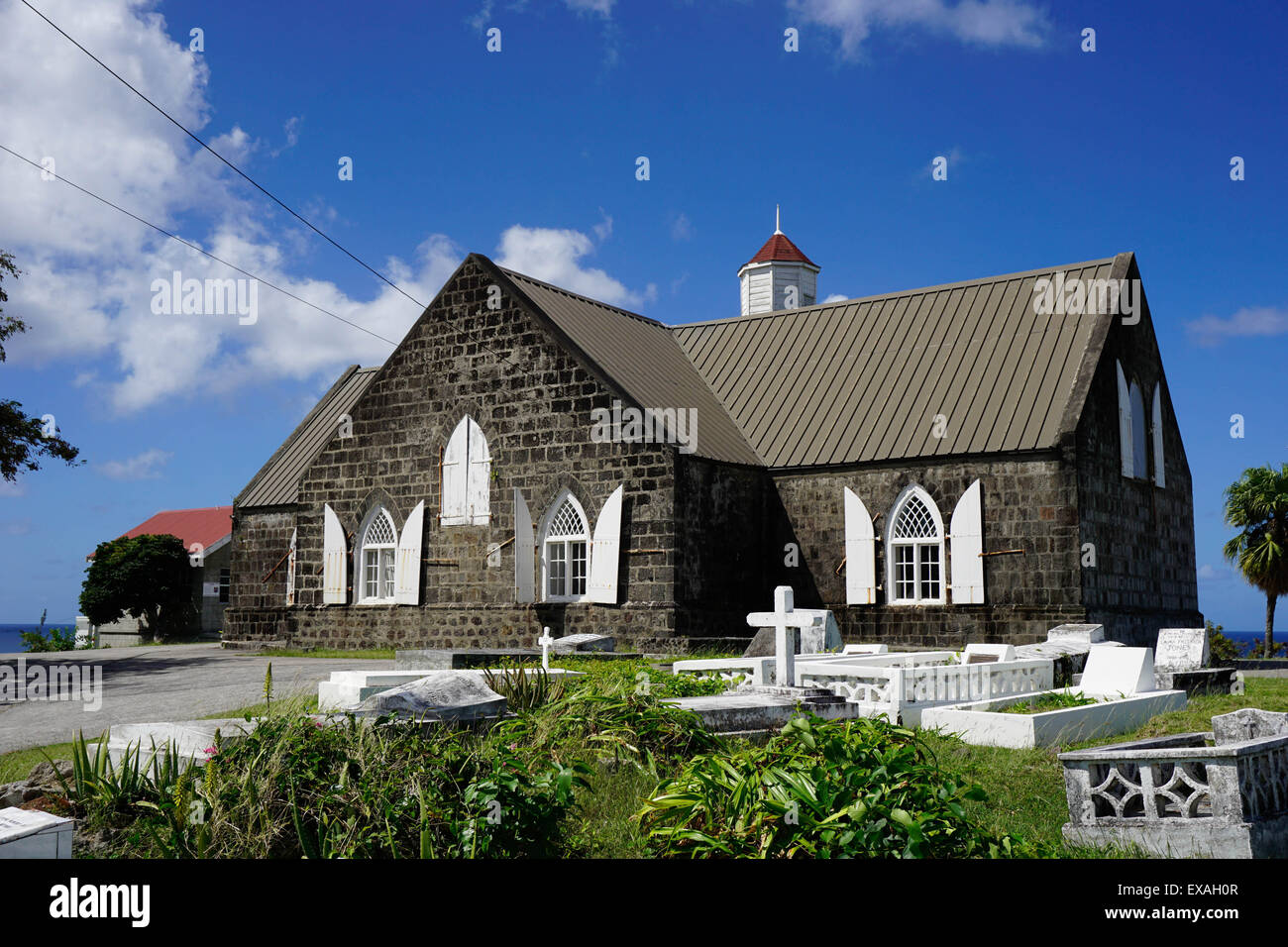 Santo Tomás la Iglesia Anglicana construida en 1643, Nieves, San Kitts y Nevis, Islas de Sotavento, Antillas, Caribe, América Central Foto de stock