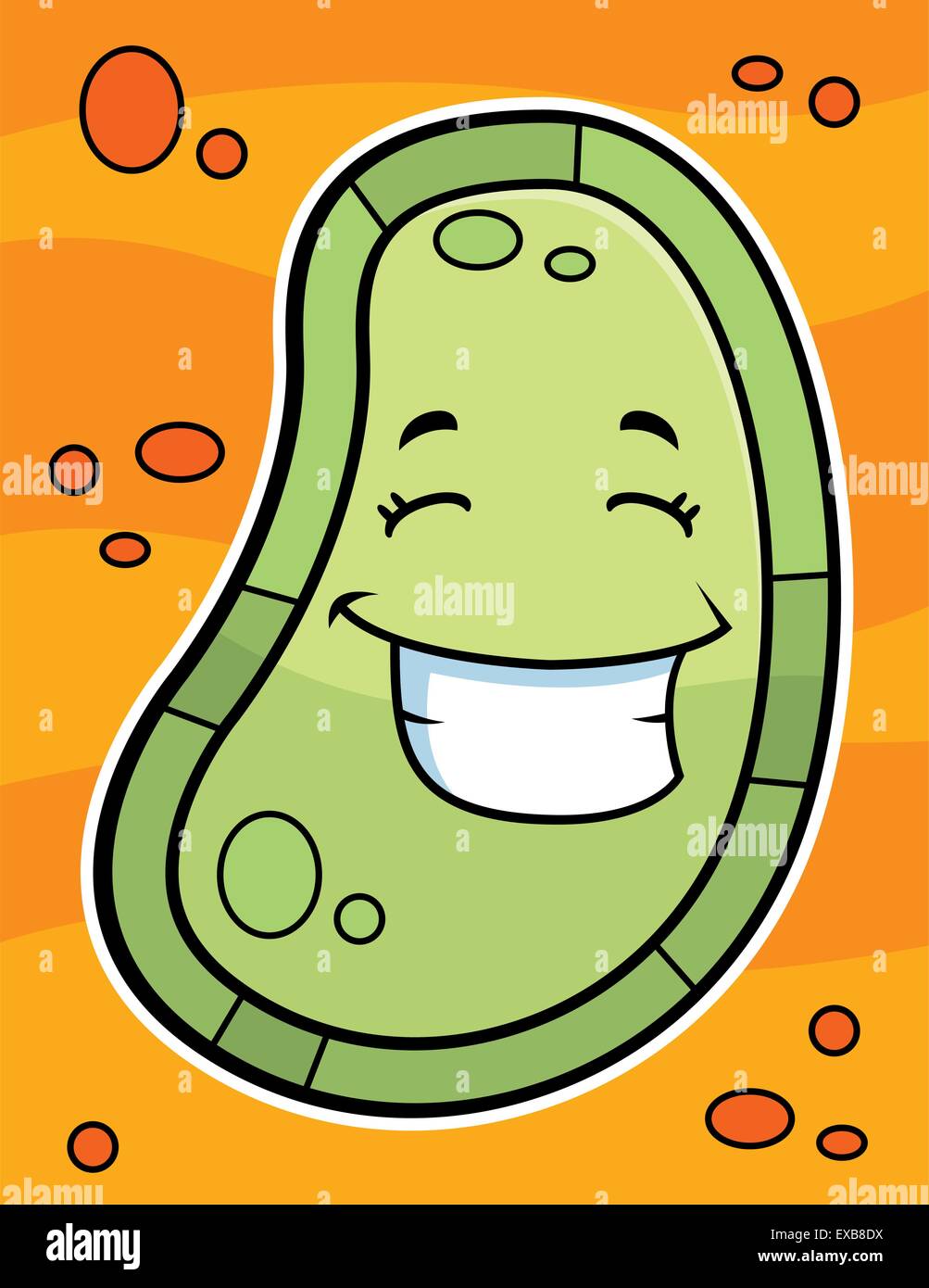 Una caricatura de germen verde feliz y sonriente. Ilustración del Vector