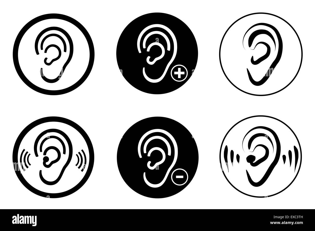 Oídos sordos audífonos problema Foto de stock