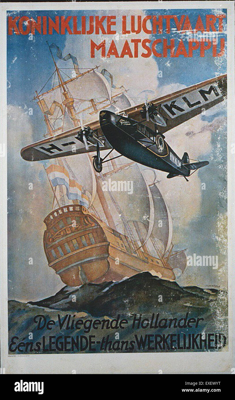 KLM Fokker Poster Foto de stock