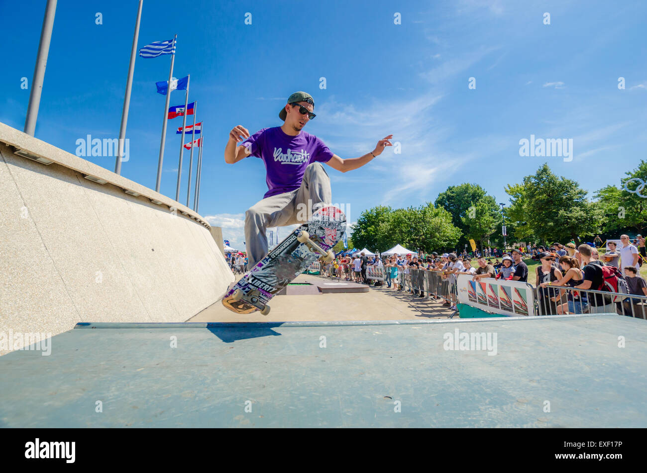 Durante el festival de deportes de acción de patinador 'Jackalope' en Montreal, 2012/07/21 Foto de stock