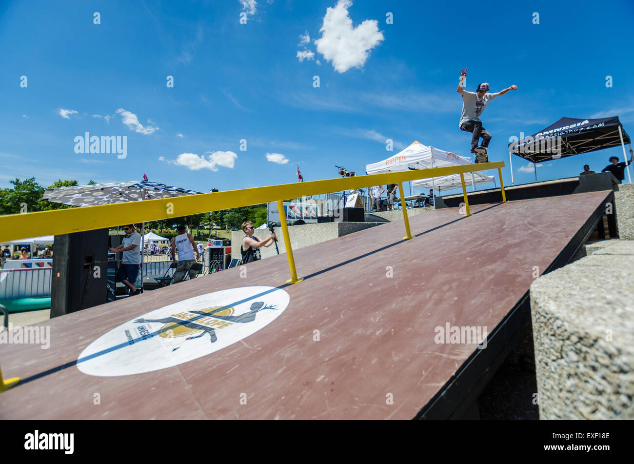 Durante el festival de deportes de acción de patinador 'Jackalope' en Montreal, 2012/07/21 Foto de stock