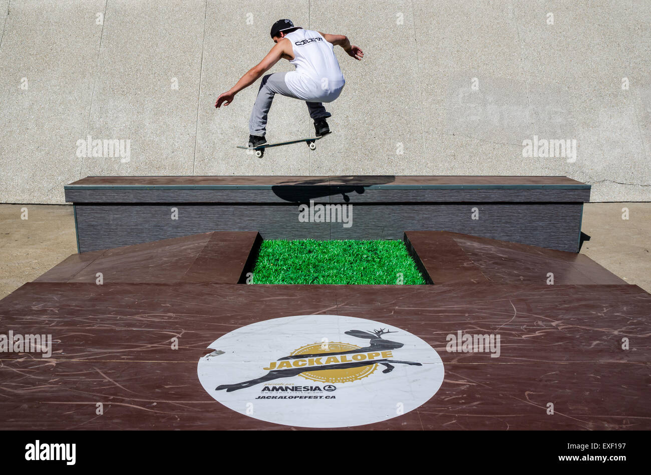 Durante el festival de deportes de acción de patinador 'Jackalope' en Montreal, 2012/07/21 Foto de stock