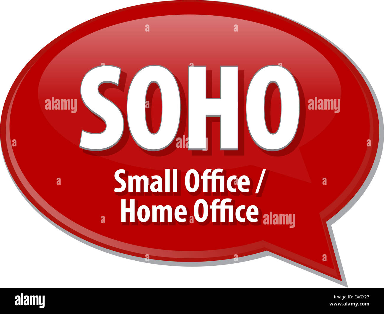 Discurso de burbuja ilustración de la tecnología de la información el  acrónimo abreviatura término definición SOHO Small Office Home Office  Fotografía de stock - Alamy