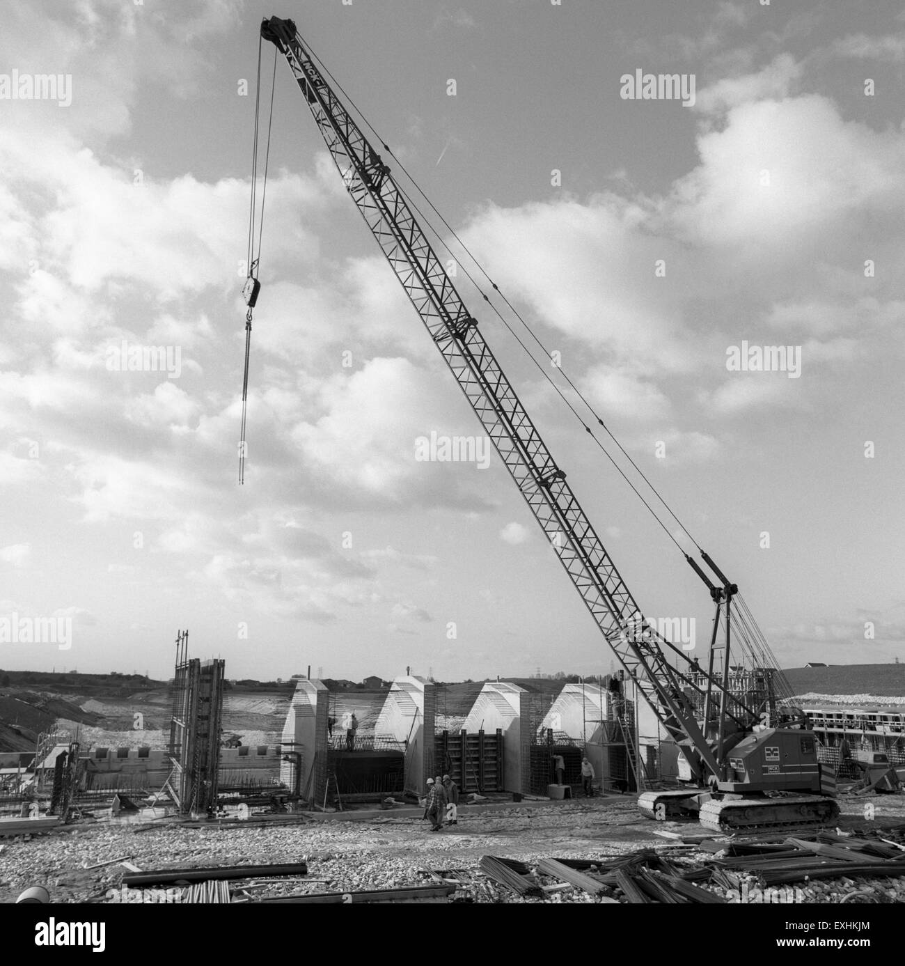Ingeniería civil, obras de Manchester Ship Canal Company a principios de los años noventa Foto de stock
