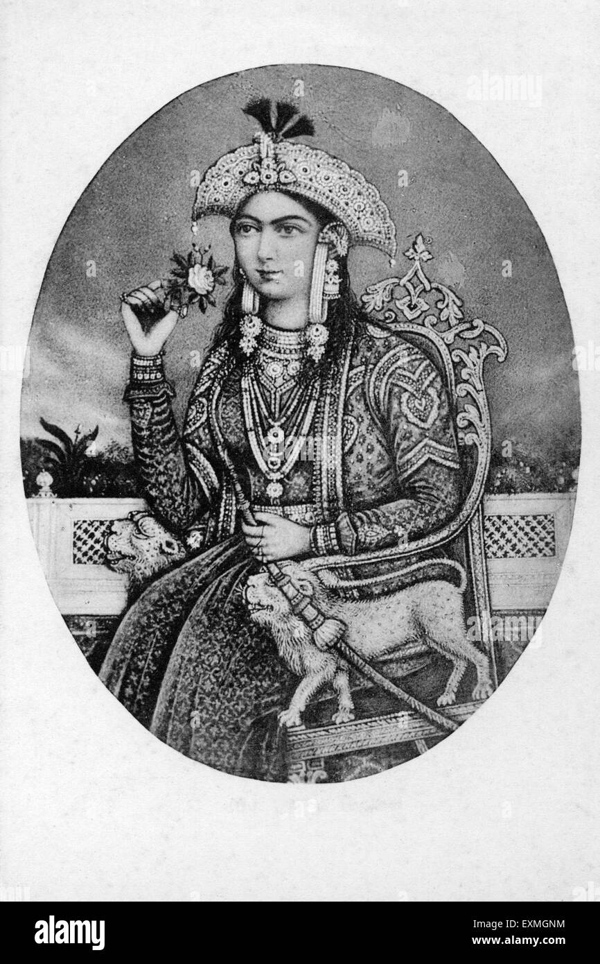 Nur Jahan Begum, Padshah Begum, Mehr un Nissa, esposa del emperador mogol Jahangir, India, antigua foto vintage de los años 1600 Foto de stock