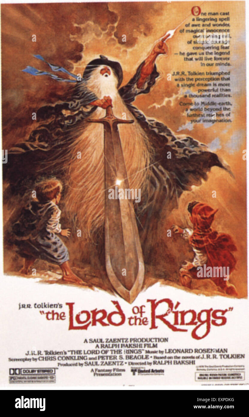 1970 EE.UU. El Señor de los Anillos Poster de película Foto de stock