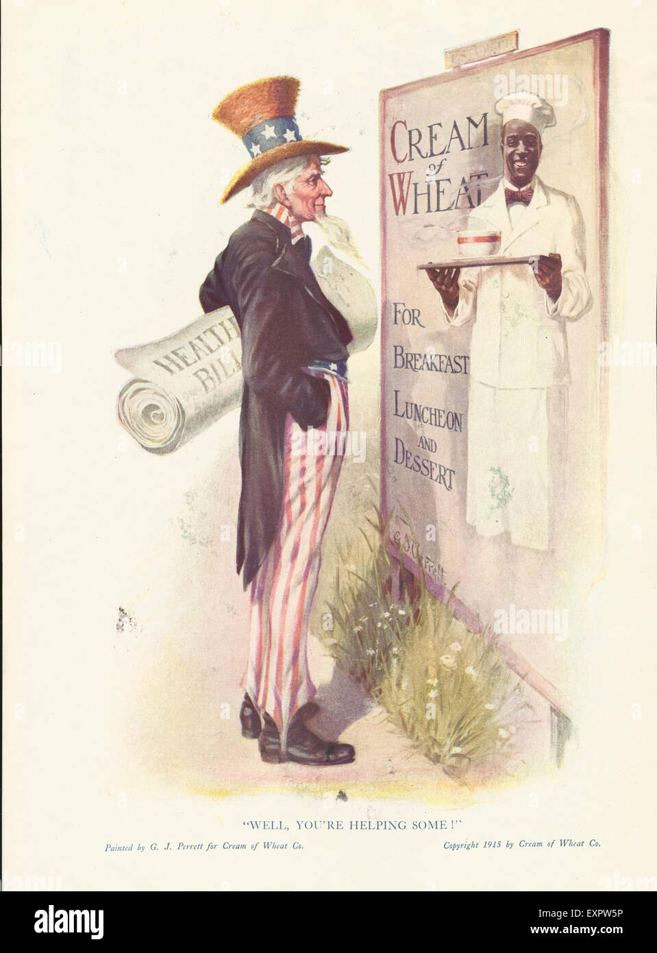 1910s usa la crema de trigo Anuncio Revista Foto de stock