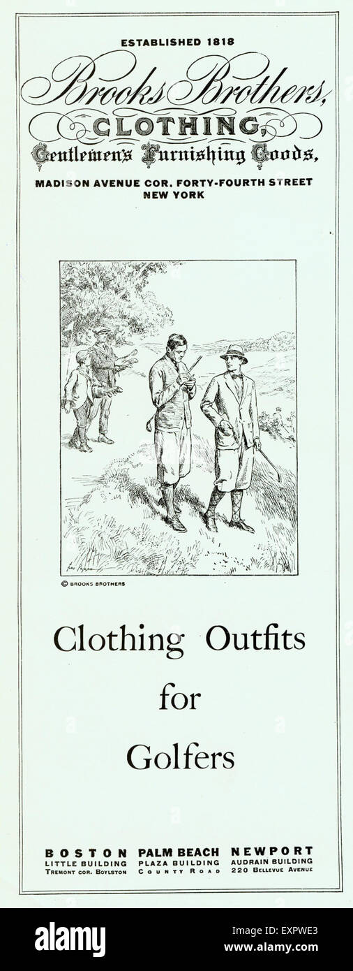 1930 Estados Unidos Brooks Brothers Golf ropa deportiva Revista anuncio  Fotografía de stock - Alamy