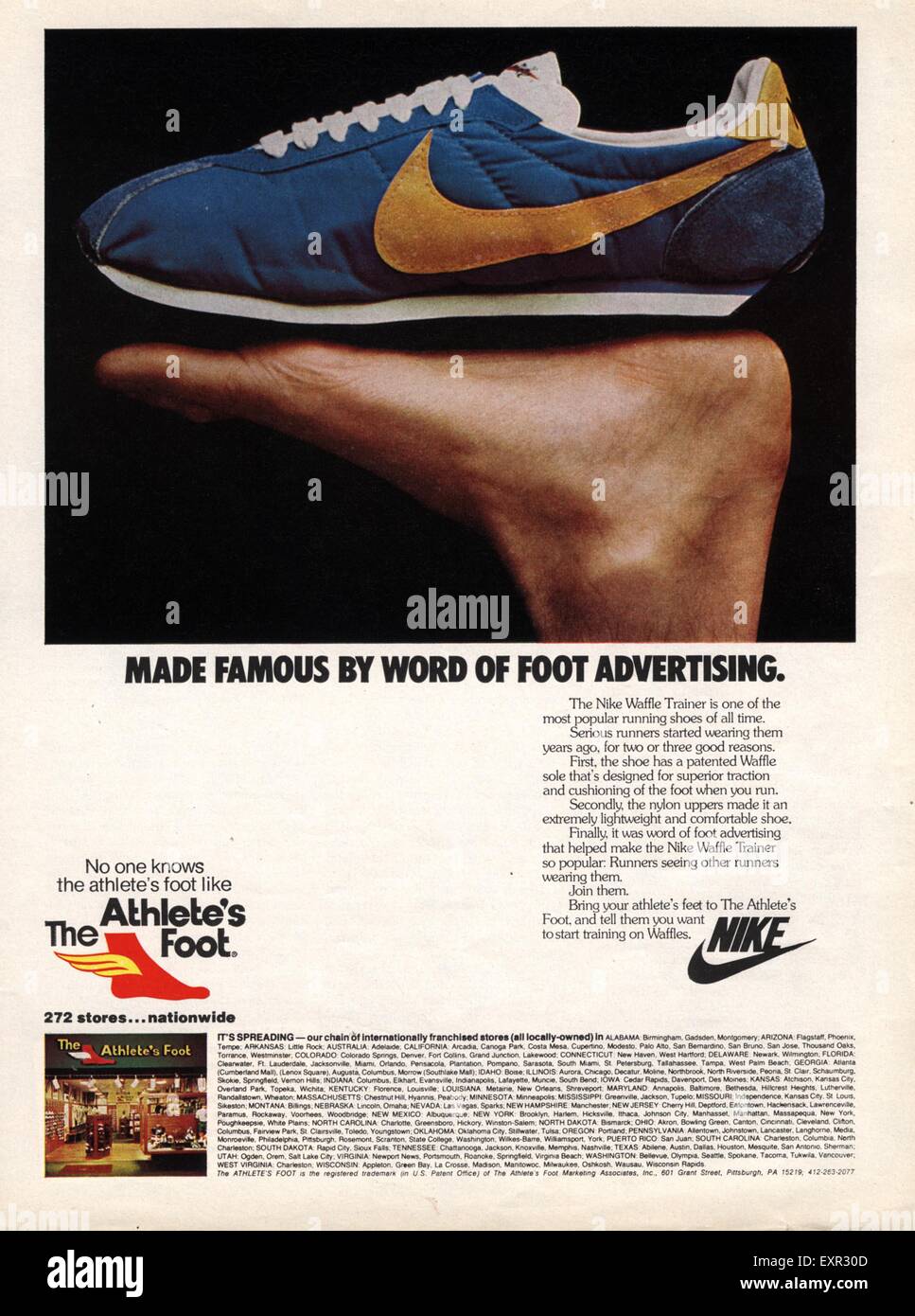 Charles Keasing Descifrar Reorganizar 1970 EE.UU. anuncio de Nike Magazine Fotografía de stock - Alamy