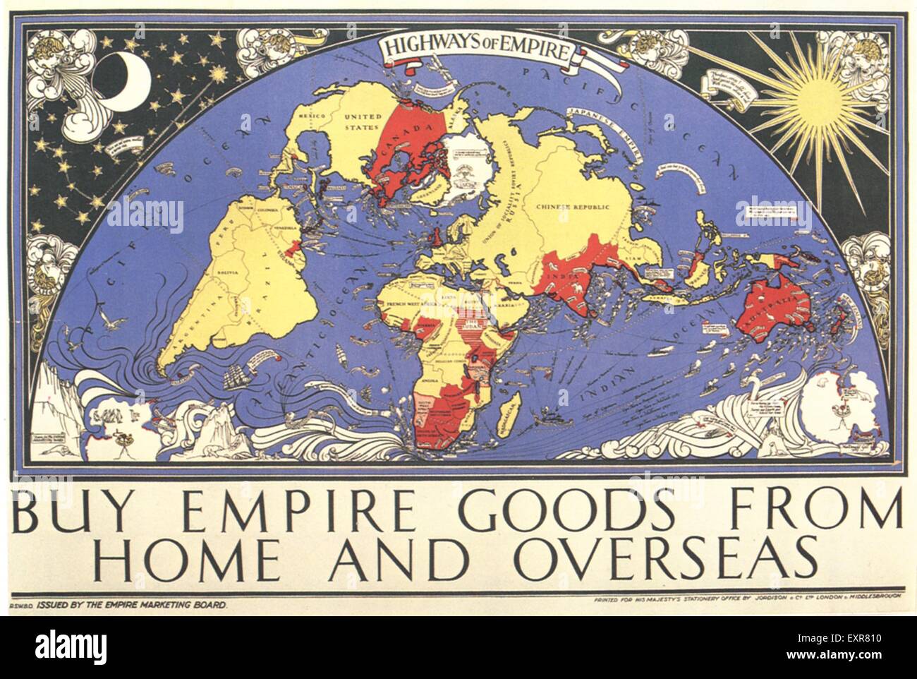 1930 UK Empire Marketing Board cartel comercial Foto de stock