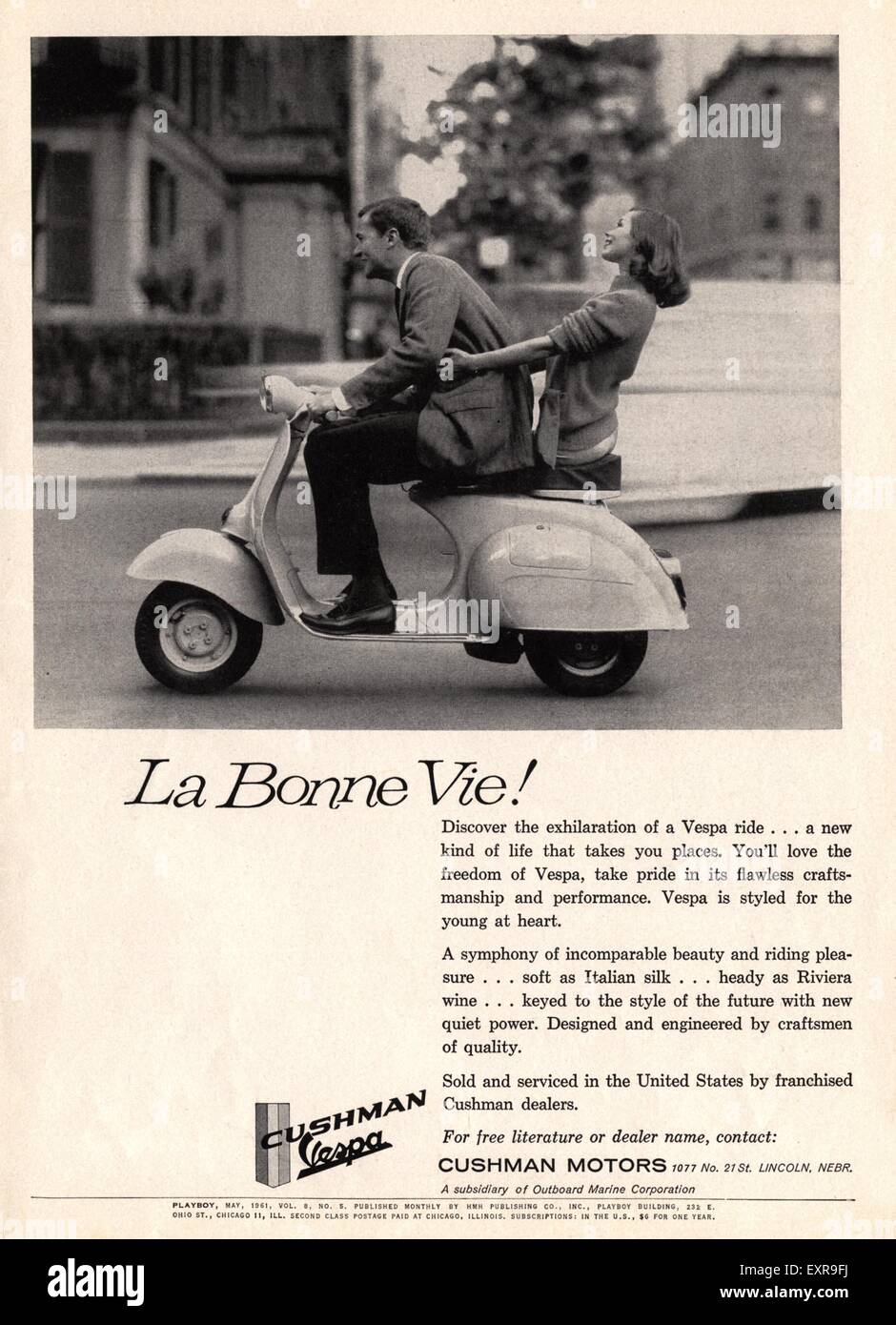 1950 EE.UU. Anuncio Revista Vespa Fotografía de stock - Alamy