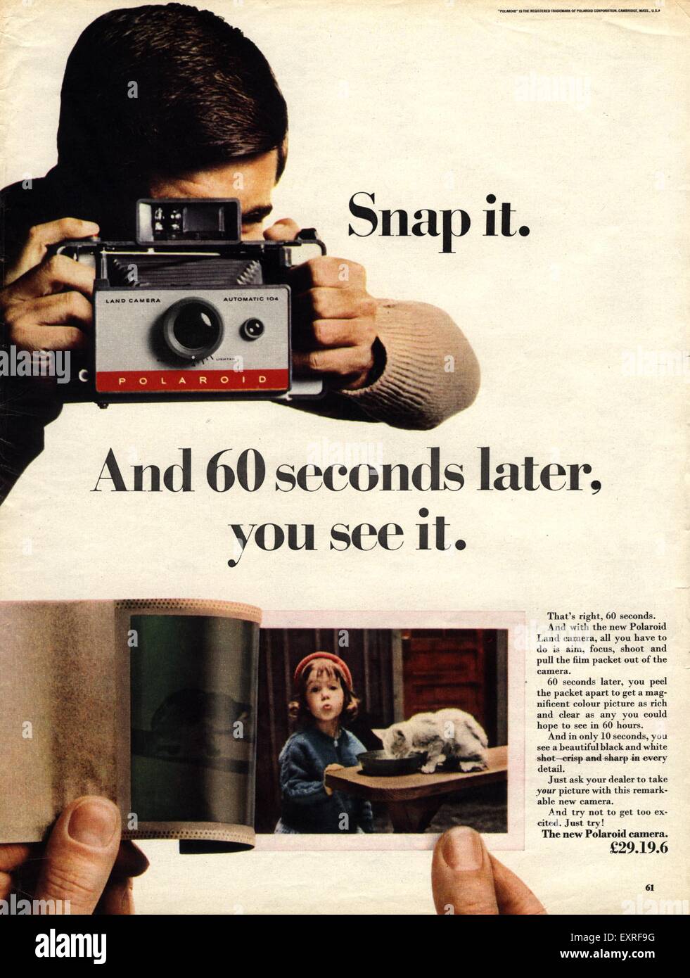 1960 REINO UNIDO Revista Polaroid anuncio Fotografía de stock - Alamy
