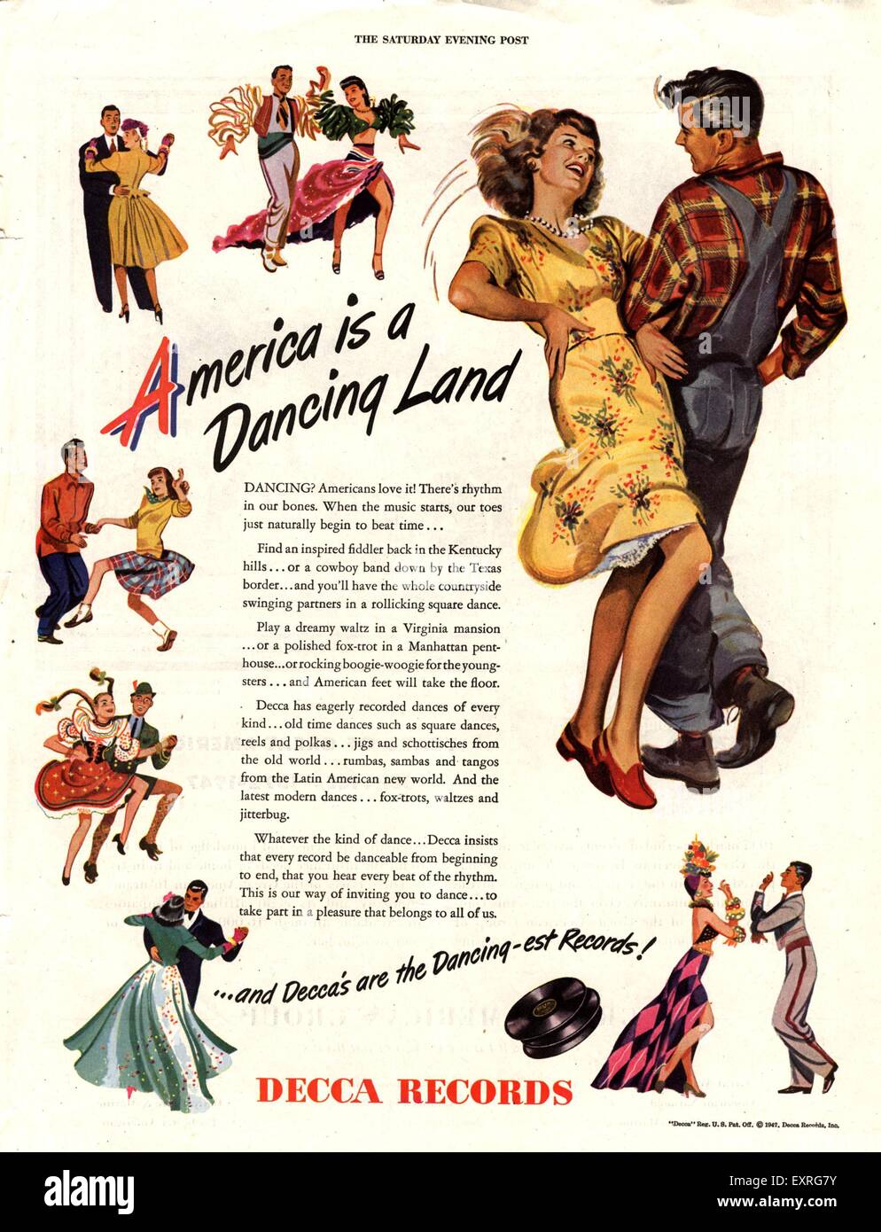 1940 USA Decca Records Magazine anuncio Foto de stock