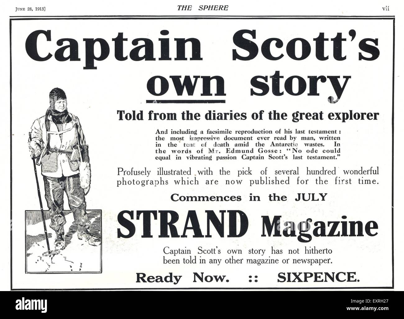 1910s UK Strand Magazine anuncio Foto de stock