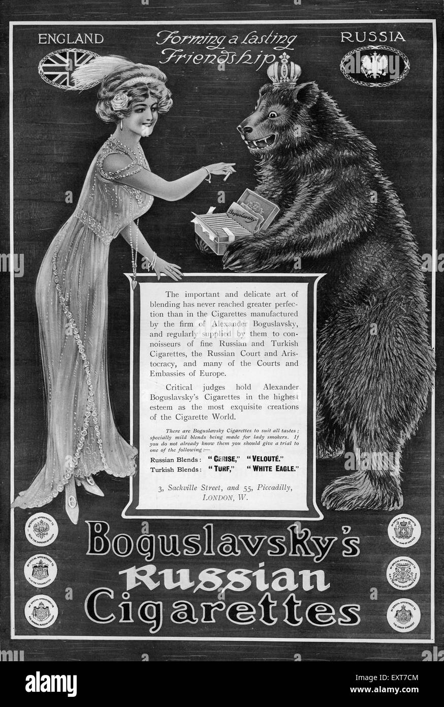 1910s UK Boguslavsky's Magazine anuncio Foto de stock