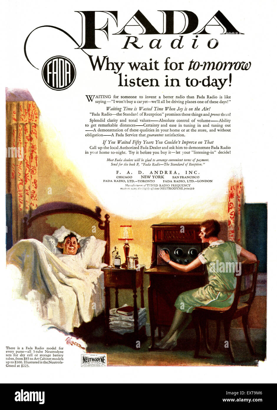 1920 EE.UU. Anuncio de la revista Radio Fada Fotografía de stock - Alamy