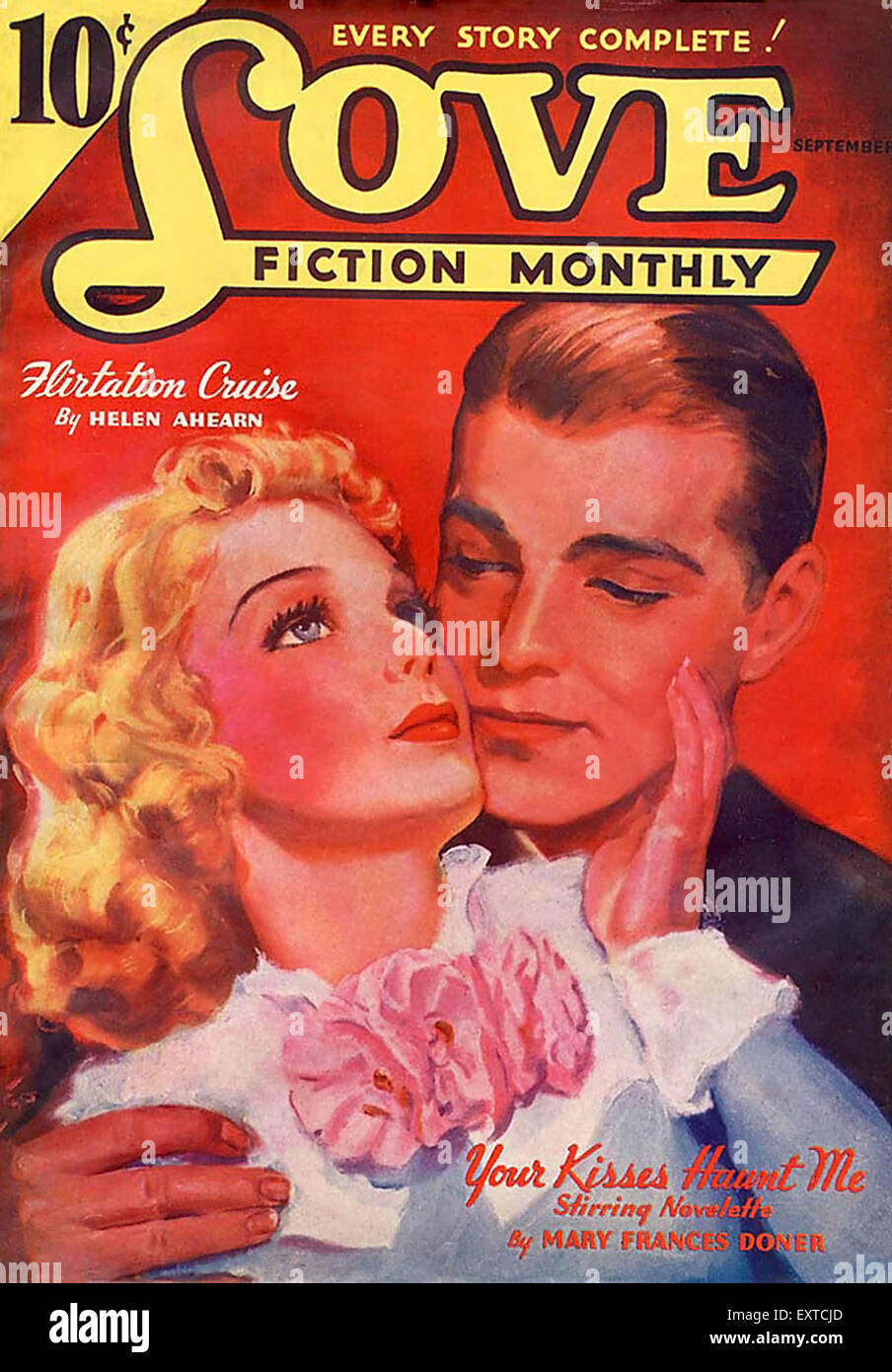 1930 EE.UU Amor Ficción La portada de la revista mensual Foto de stock