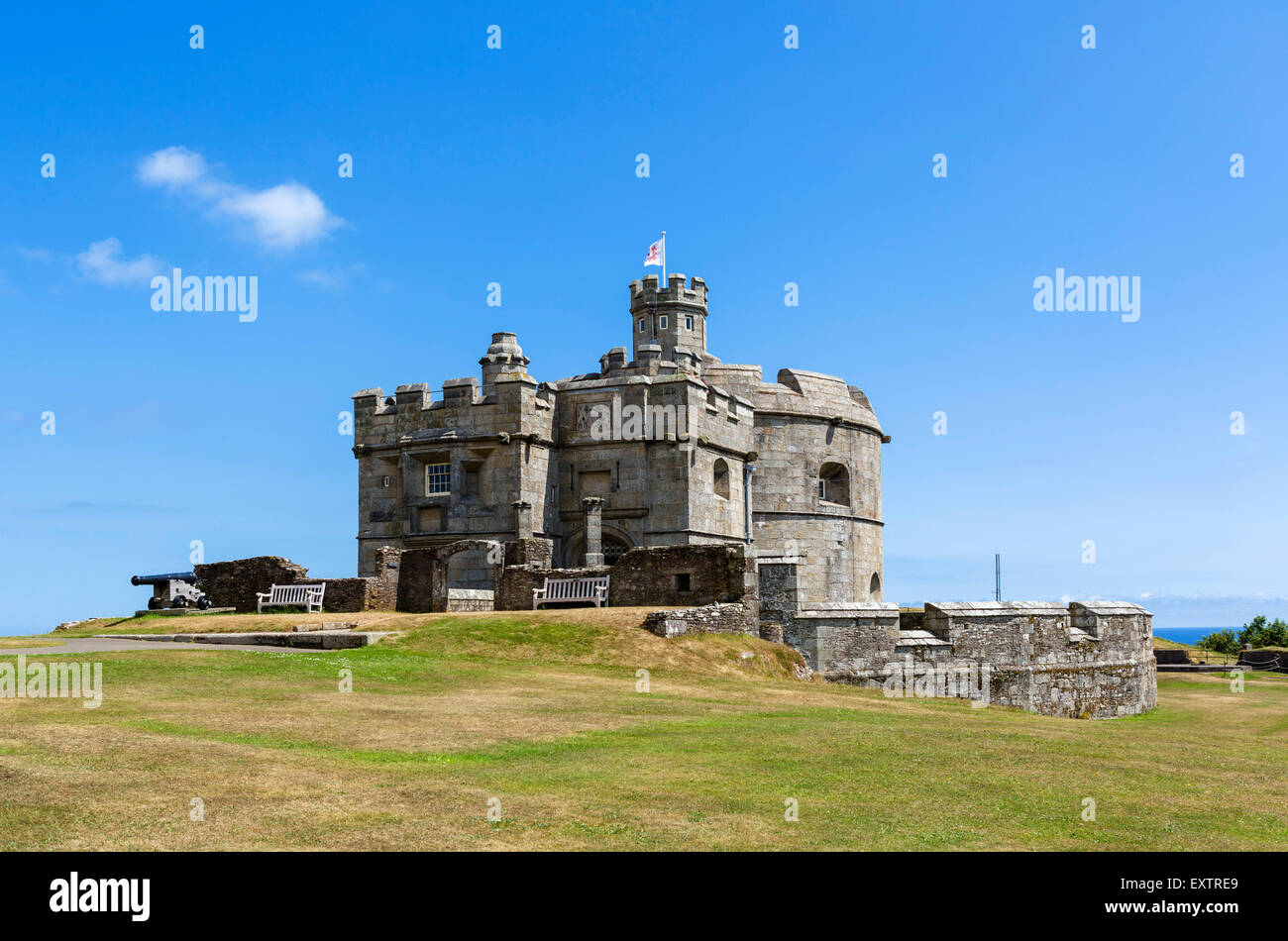 El mantener en Pendennis Castle, Falmouth, Cornwall, Inglaterra, Reino Unido. Foto de stock