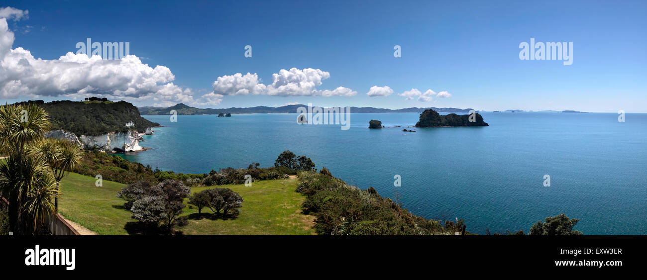 Línea de costa cerca de Hahei, península Coromandel, Nueva Zelanda Foto de stock
