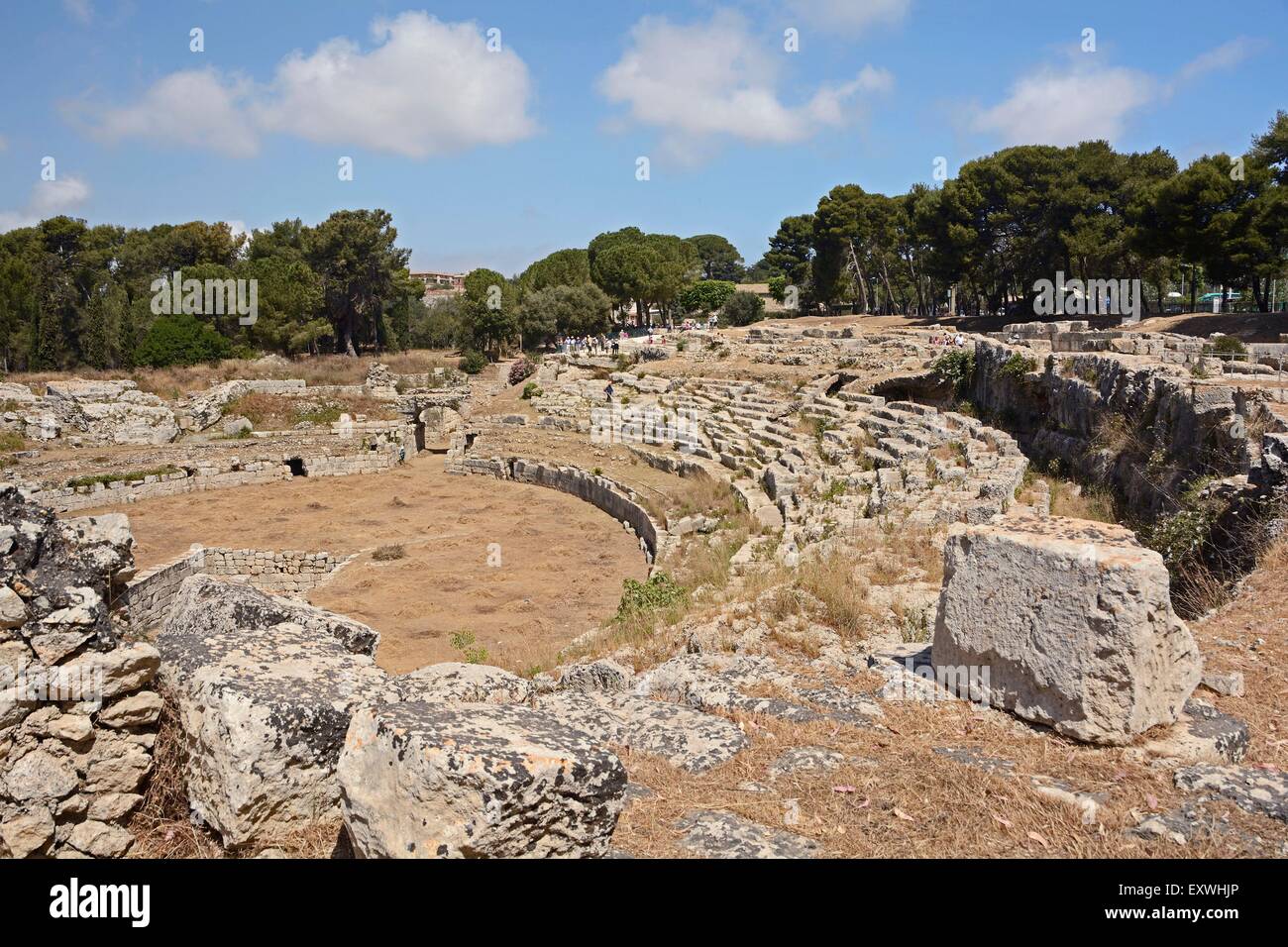 Anfiteatro, Parco Archeologico della llamada Neapoli, Siracusa, Sicilia, Italia, Europa Foto de stock