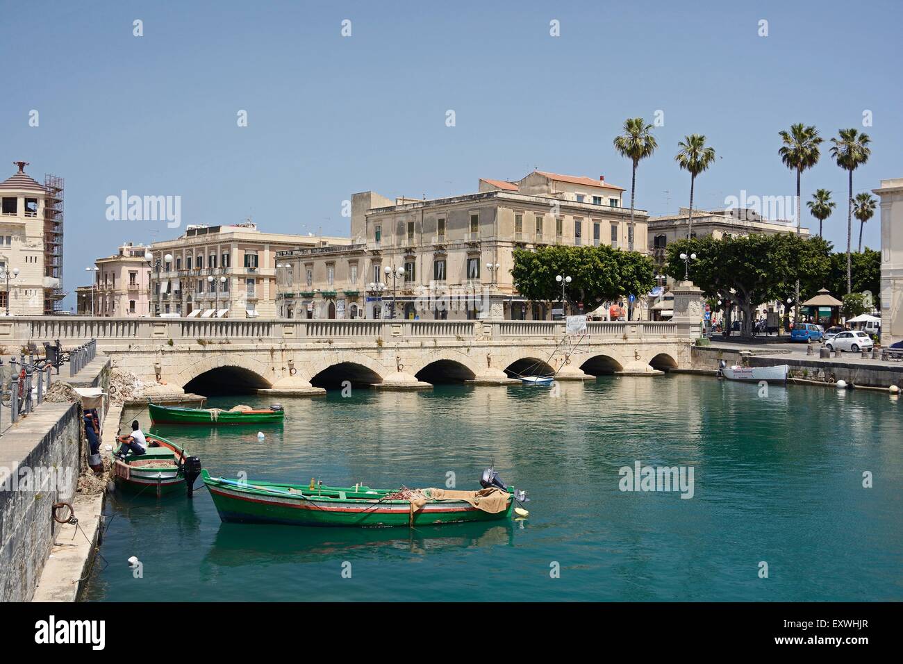 Ponte Nuovo, Siracusa, Sicilia, Italia, Europa Foto de stock