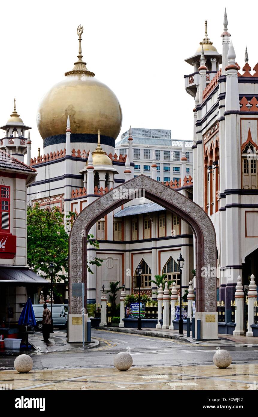 La mezquita del sultán, de la ciudad de Singapur, Singapur, Asia Foto de stock