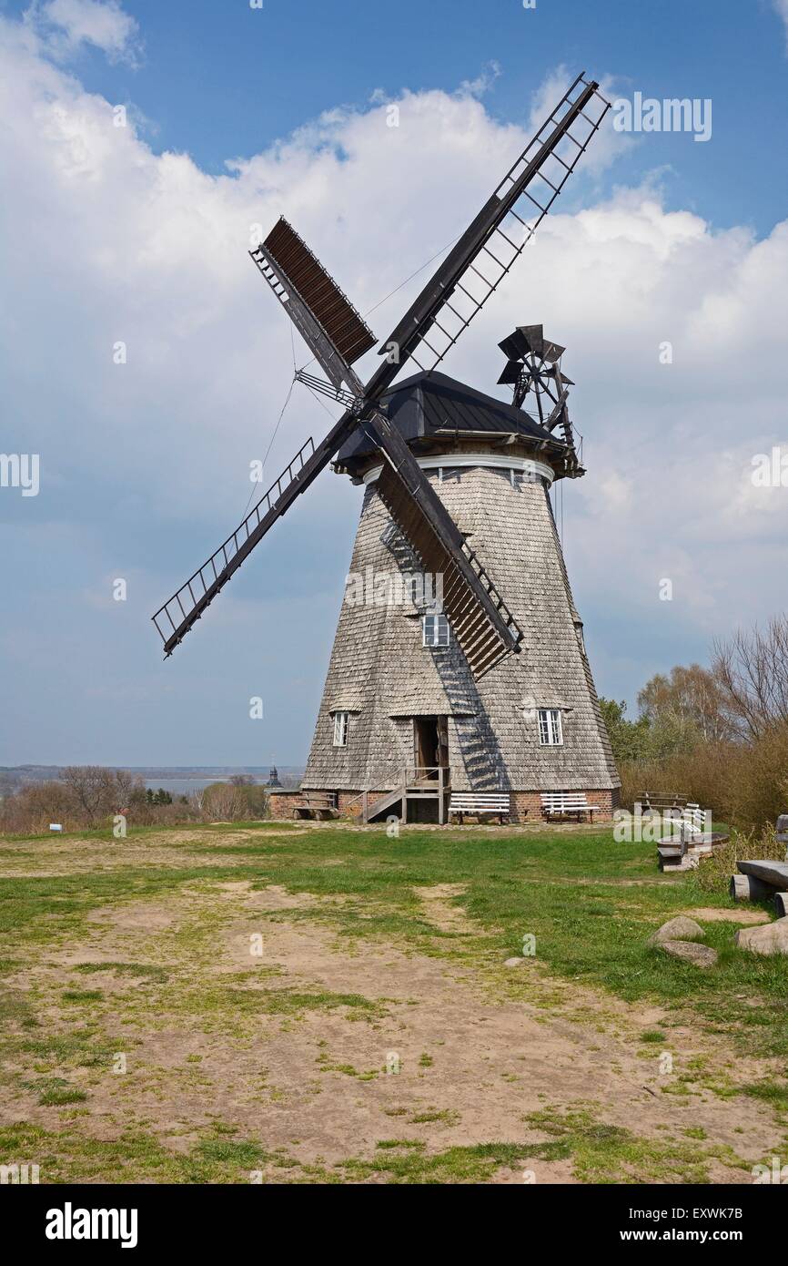 Post Mill, Benz, Usedom, Mecklemburgo-Pomerania Occidental, Alemania, Europa Foto de stock