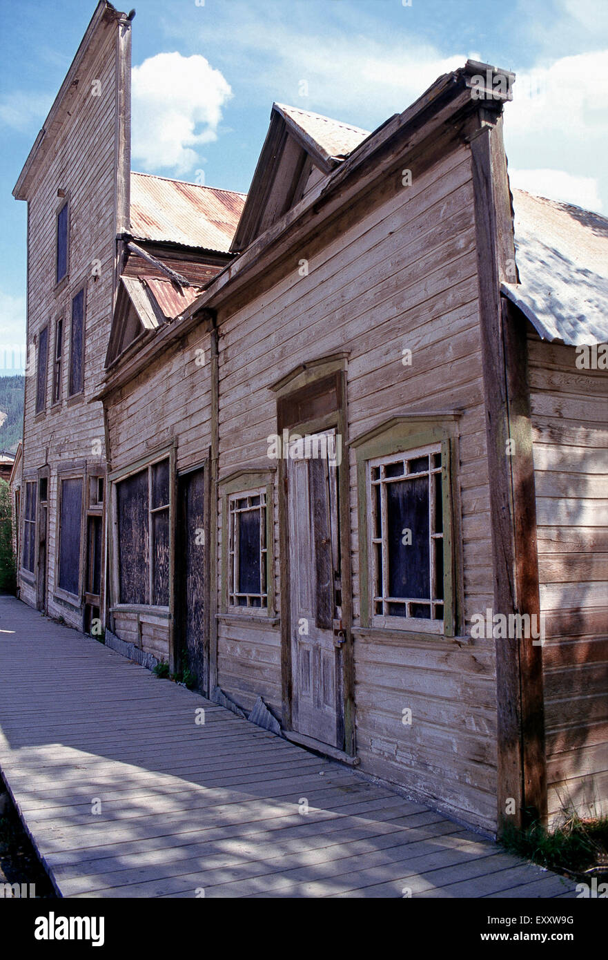 La tercera avenida Complejo hotelero de la ciudad de Dawson, edificios del patrimonio federal,Yukon Foto de stock
