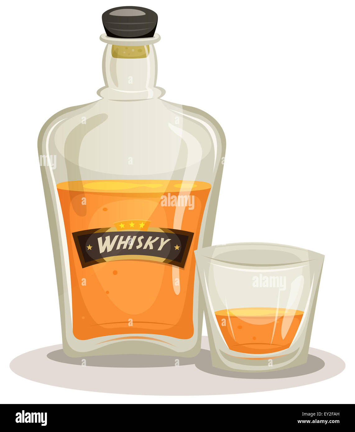 Ilustración de una botella de whisky de dibujos animados y vidrio para el  alcohol y bebidas fondos Fotografía de stock - Alamy