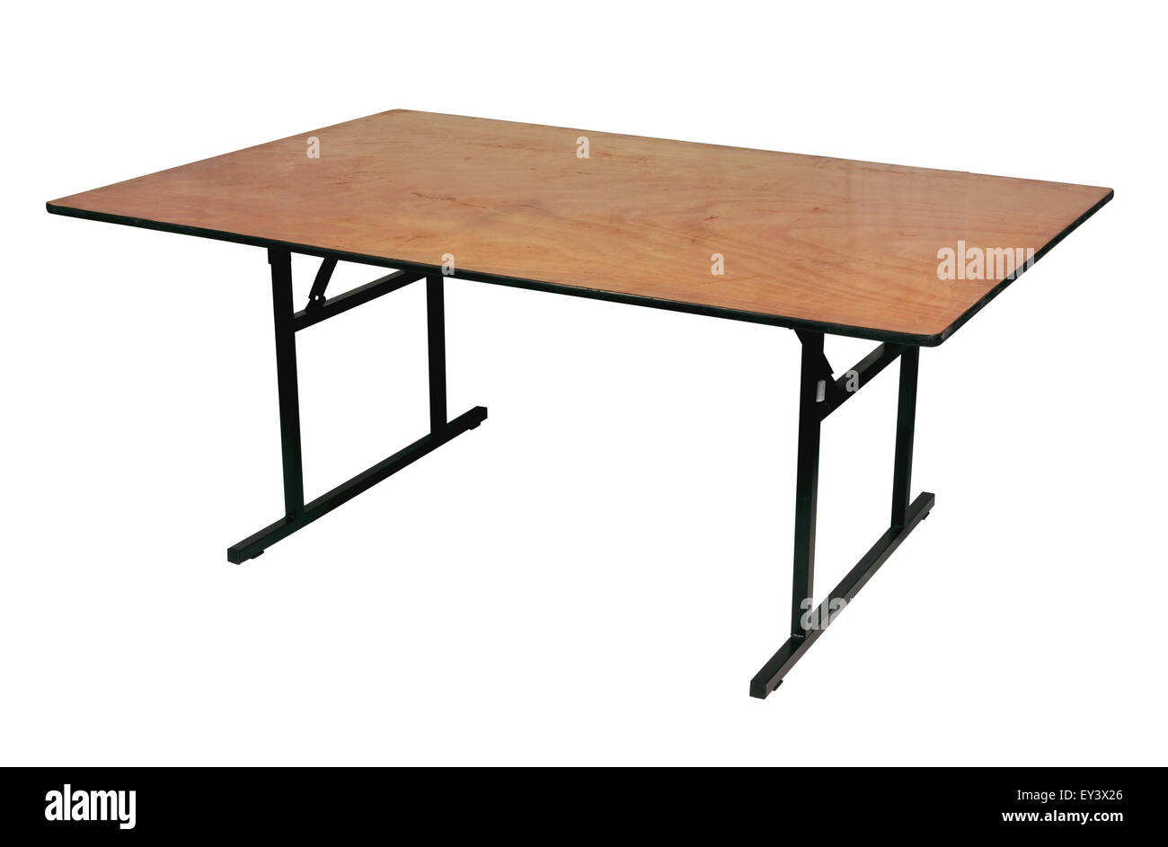 mesa plegable de madera con patas de hierro